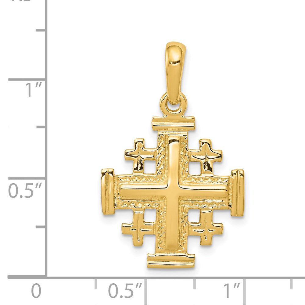 10K / 14K Yellow Gold Jerusalem Cross Pendant - Product Photo