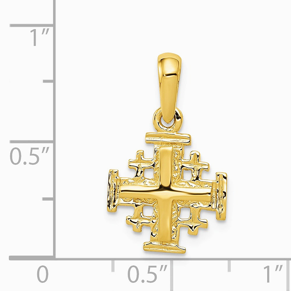 10K / 14K Yellow Gold Jerusalem Cross Charm - Product Photo