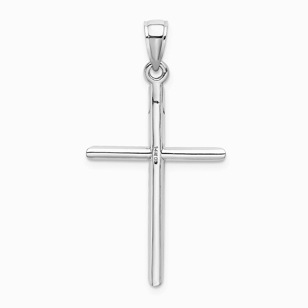 10K / 14K White Gold Tubular Cross Pendant - Product Photo