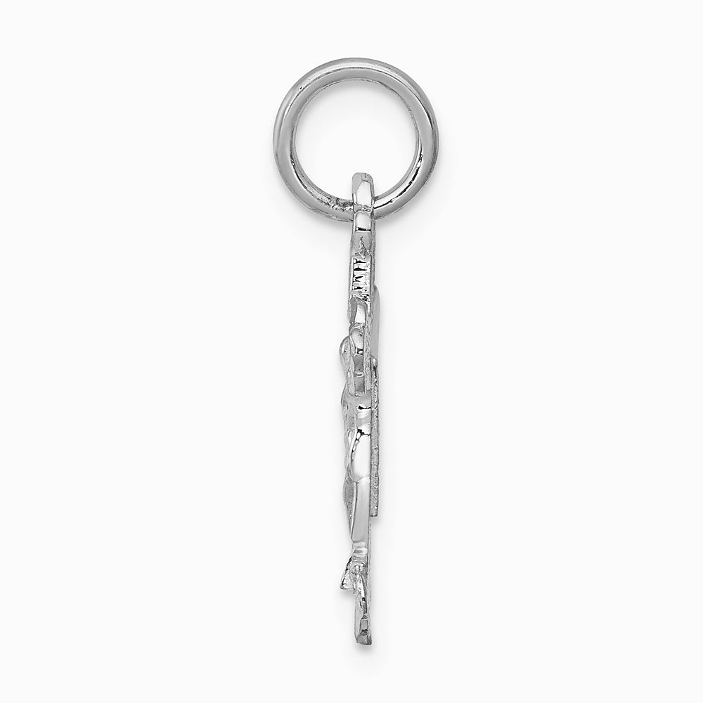 10K / 14K White Gold Diamond-cut Crucifix Charm - Product Photo