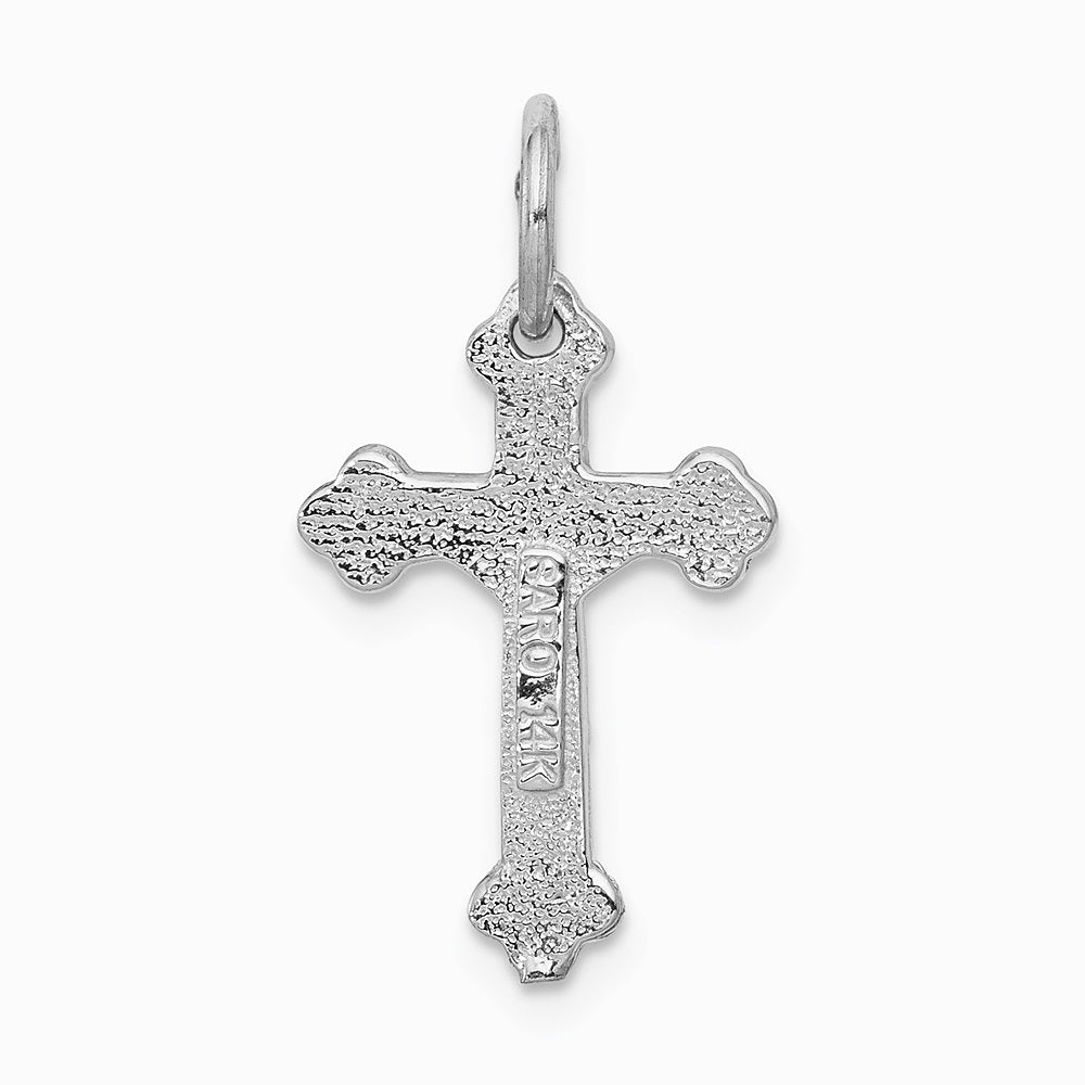 10K / 14K White Gold Diamond-cut Crucifix Charm - Product Photo