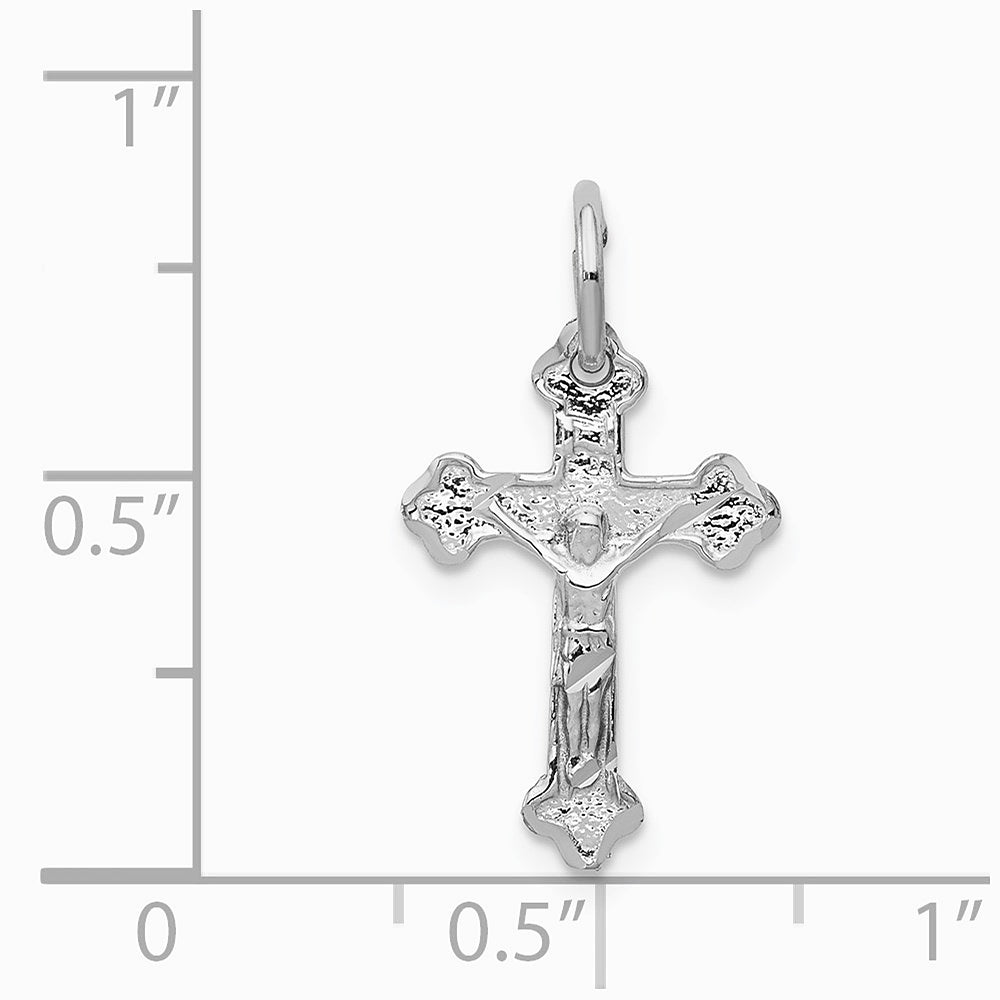10K / 14K White Gold Diamond-cut Crucifix Charm - Product Photo