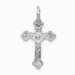 10K / 14K White Gold Diamond-cut Crucifix Charm - Product Photo