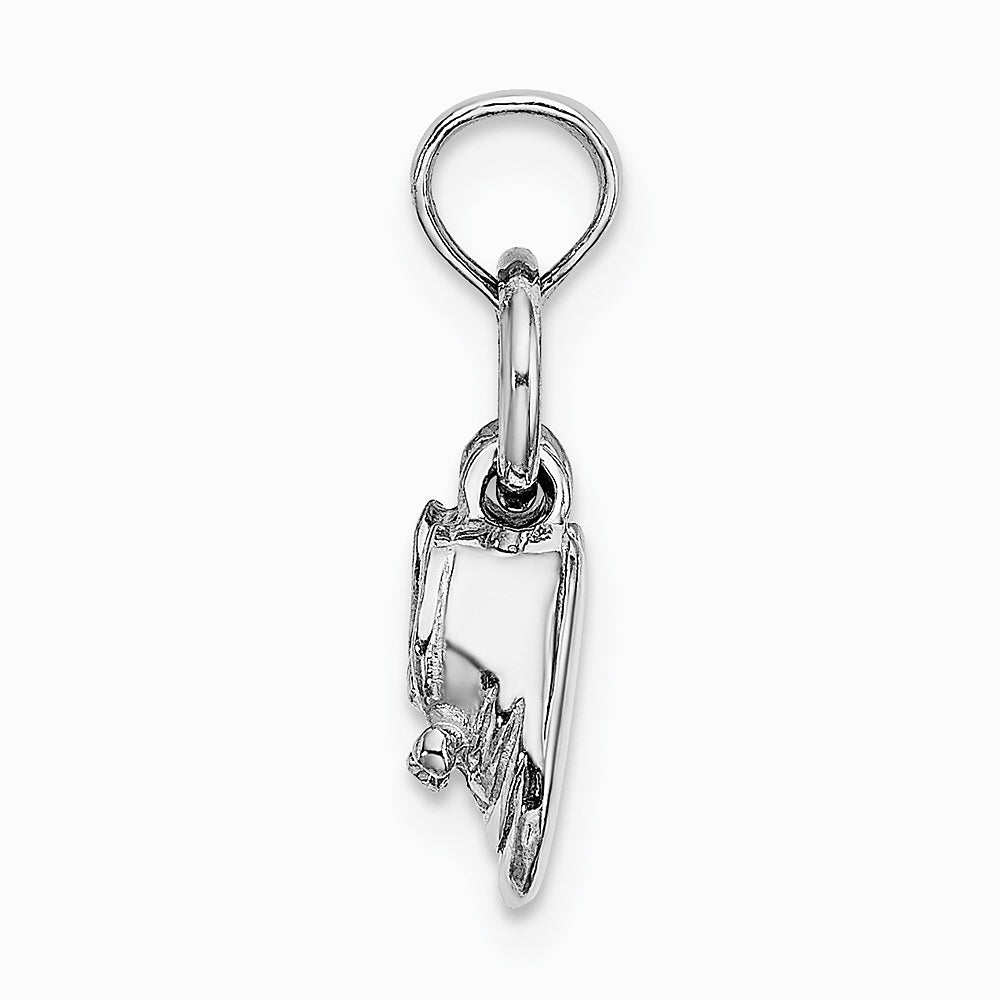 14K White Gold 3D Moveable White Gold Baby Shoes Charm - Product Photo