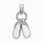 14K White Gold 3D Moveable White Gold Baby Shoes Charm - Product Photo