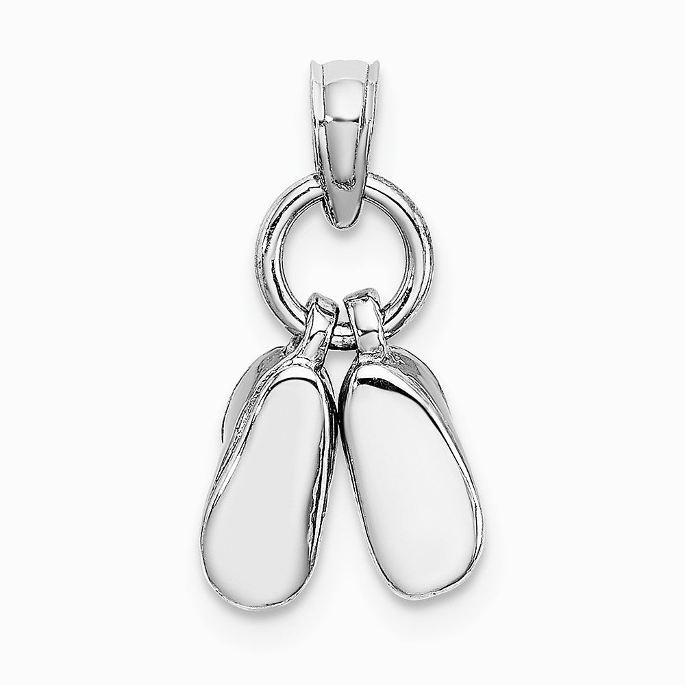 14K White Gold 3D Moveable White Gold Baby Shoes Charm - Product Photo