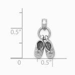 14K White Gold 3D Moveable White Gold Baby Shoes Charm - Product Photo