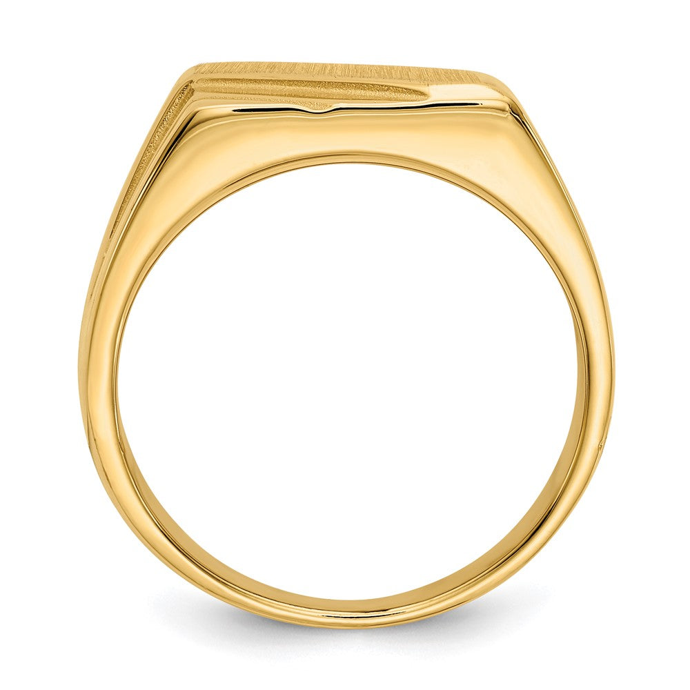 14K Yellow Gold 13.0x11.0mm Open Back Diagonal Mens Signet Ring - Product Photo