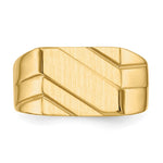 14K Yellow Gold 13.0x11.0mm Open Back Diagonal Mens Signet Ring - Product Photo