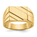 14K Yellow Gold 13.0x11.0mm Open Back Diagonal Mens Signet Ring - Product Photo