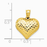 10K / 14K Yellow Gold Polished & Textured 3-D Heart Pendant - Product Photo