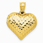 10K / 14K Yellow Gold Polished & Textured 3-D Heart Pendant - Product Photo