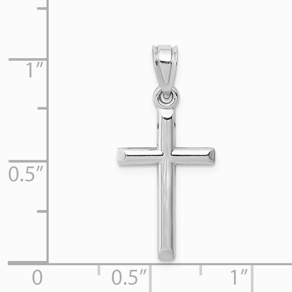14K White Gold Hollow Cross Pendant - Product Photo