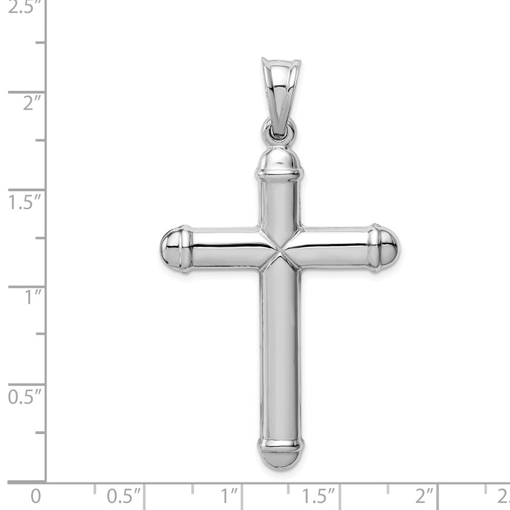 14K White Gold Hollow Cross Pendant - Product Photo