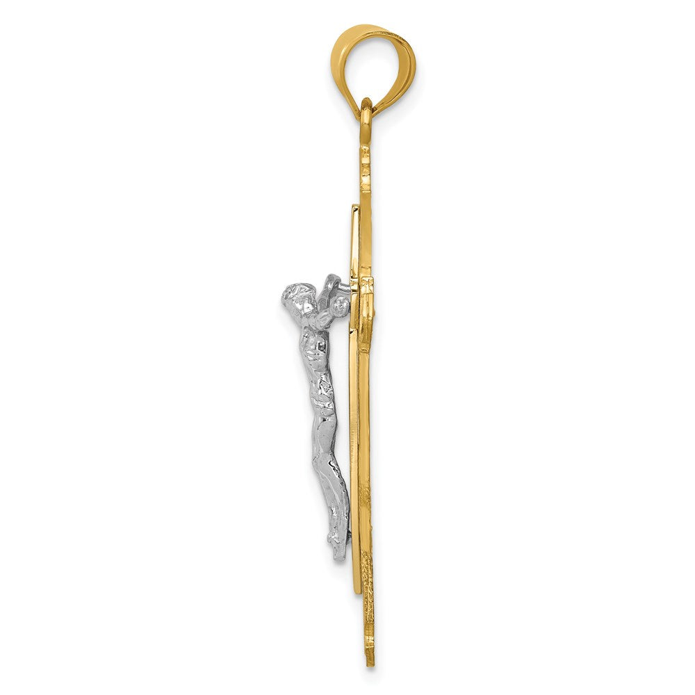 14K Two-tone Crucifix Pendant - Product Photo