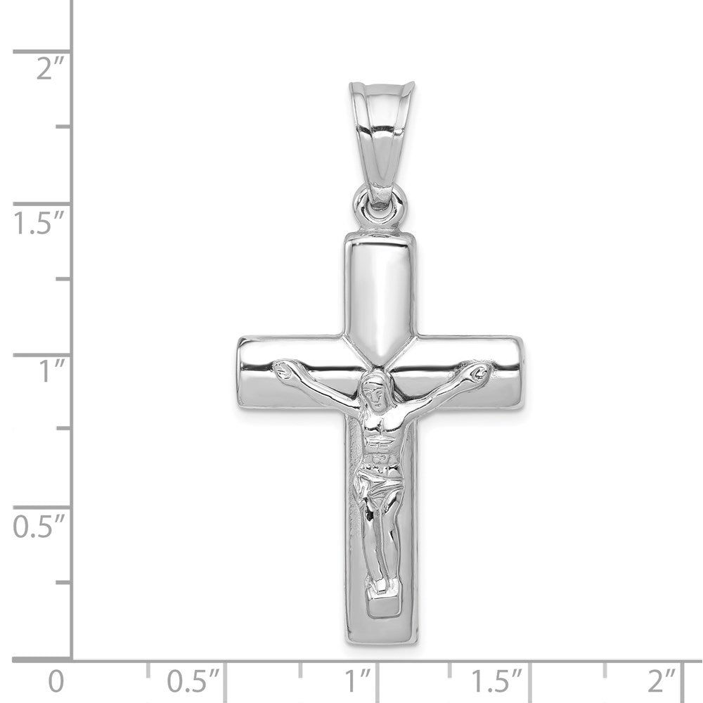 14K White Gold Reversible Crucifix Pendant - Product Photo