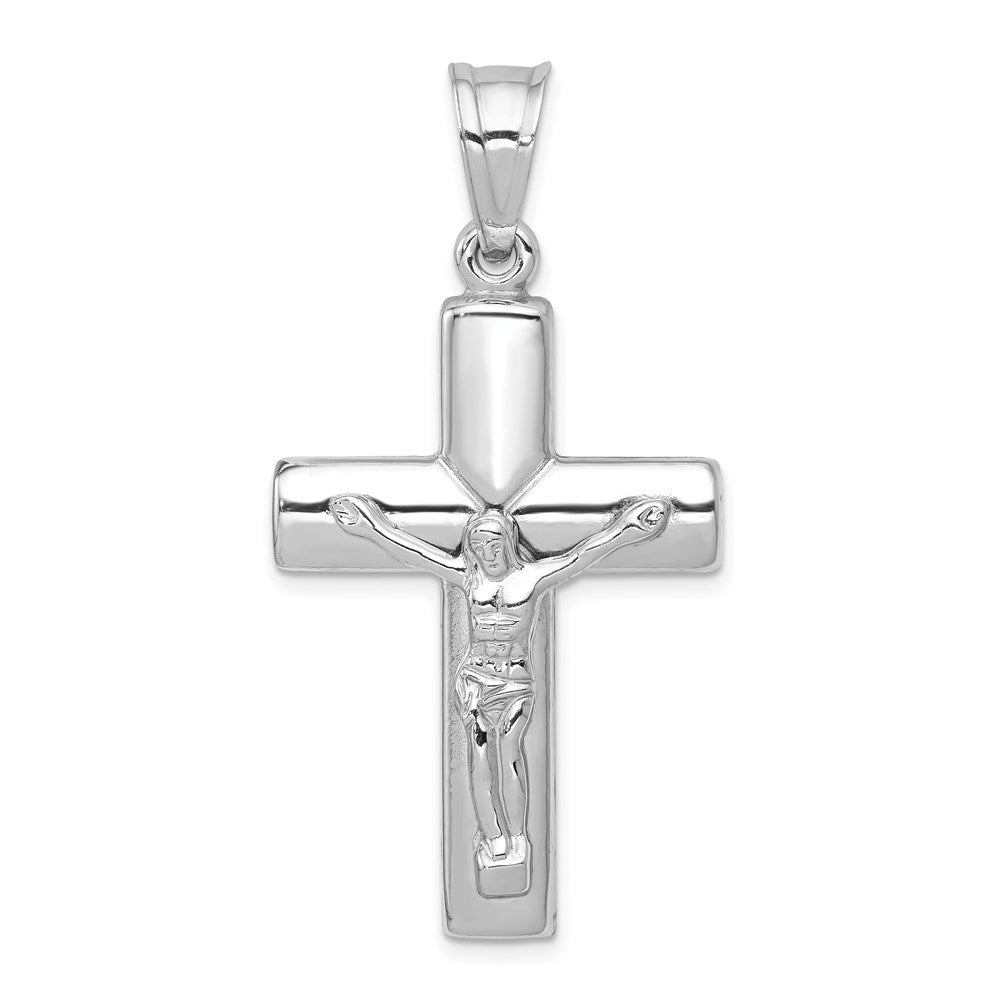 14K White Gold Reversible Crucifix Pendant - Product Photo