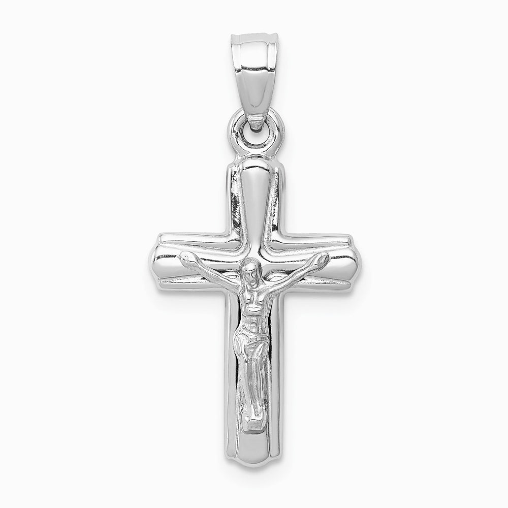 14K White Gold Reversible Crucifix Pendant - Product Photo