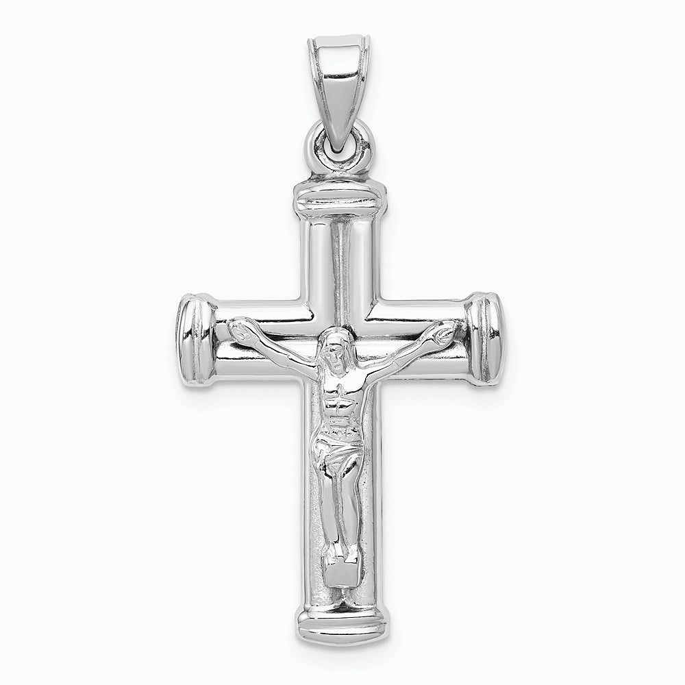 14K White Gold Reversible Crucifix Pendant - Product Photo