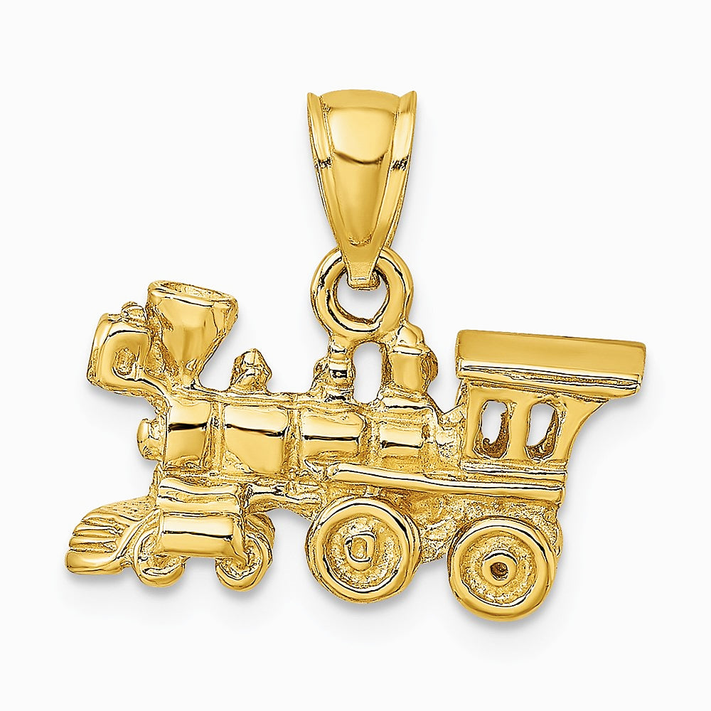 10K / 14K Yellow Gold 3-D Locomotive Pendant - Product Photo