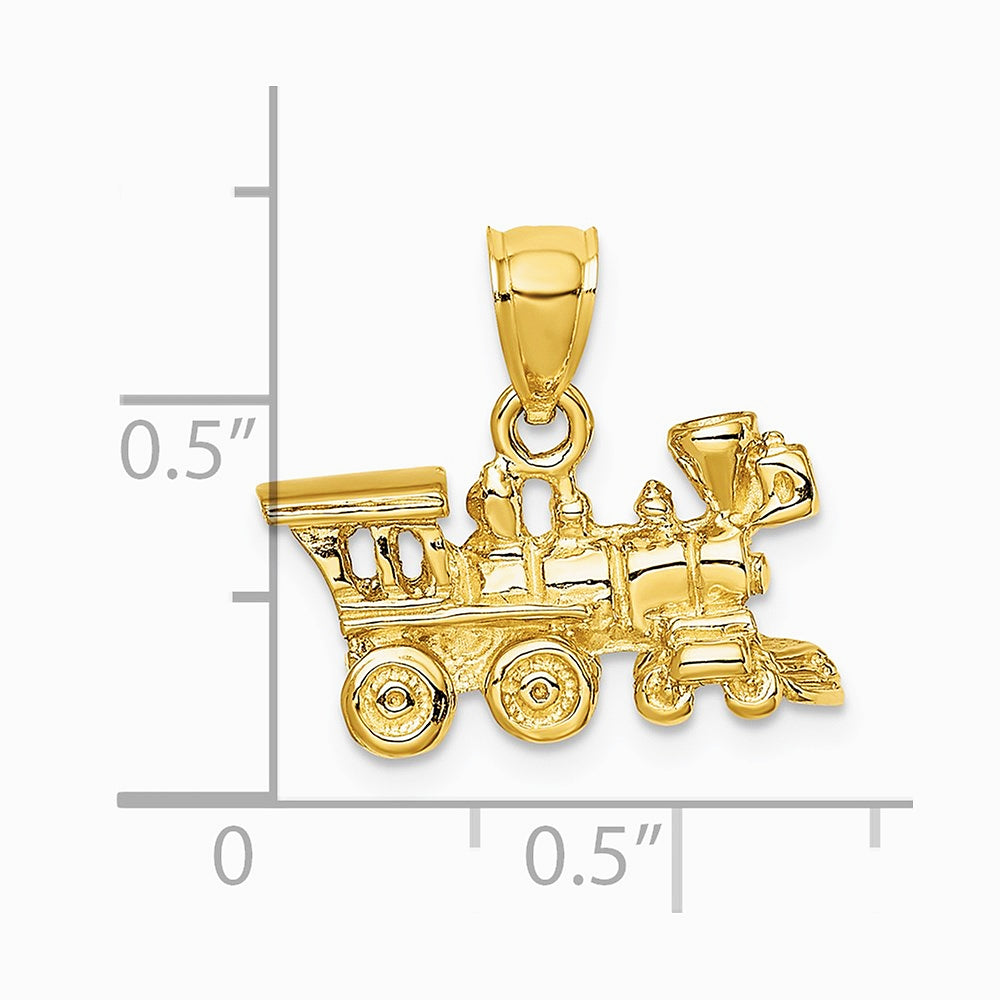 10K / 14K Yellow Gold 3-D Locomotive Pendant - Product Photo