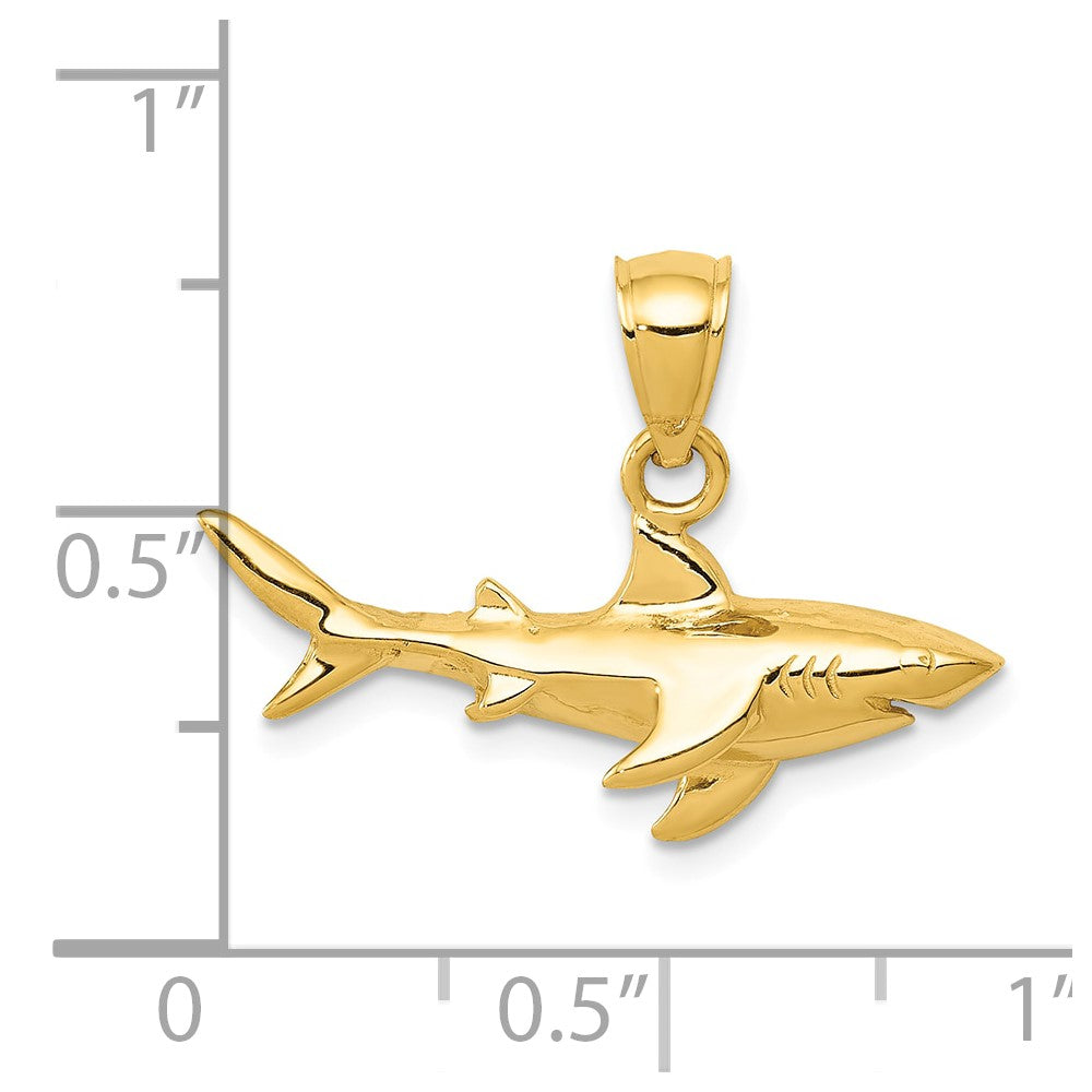 10K / 14K Yellow Gold Shark Pendant - Product Photo