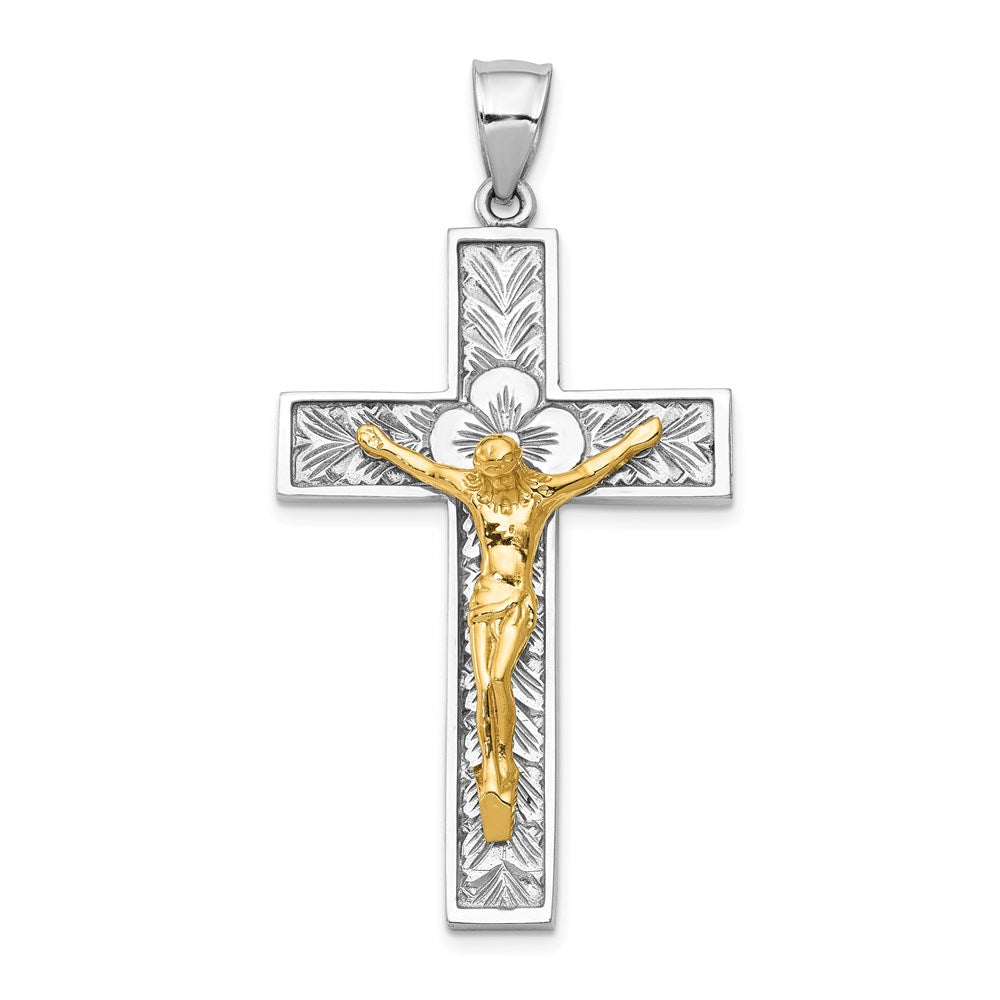 14K Two-tone Crucifix Pendant