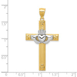 14K Two-tone Claddagh Cross Pendant - Product Photo
