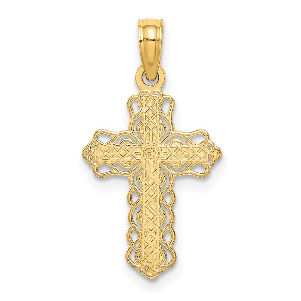 10K / 14K Yellow Gold Budded Cross Charm - Product Photo