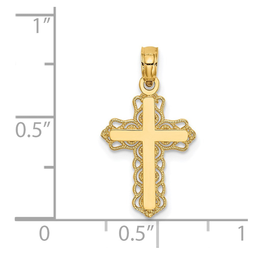 10K / 14K Yellow Gold Budded Cross Charm - Product Photo