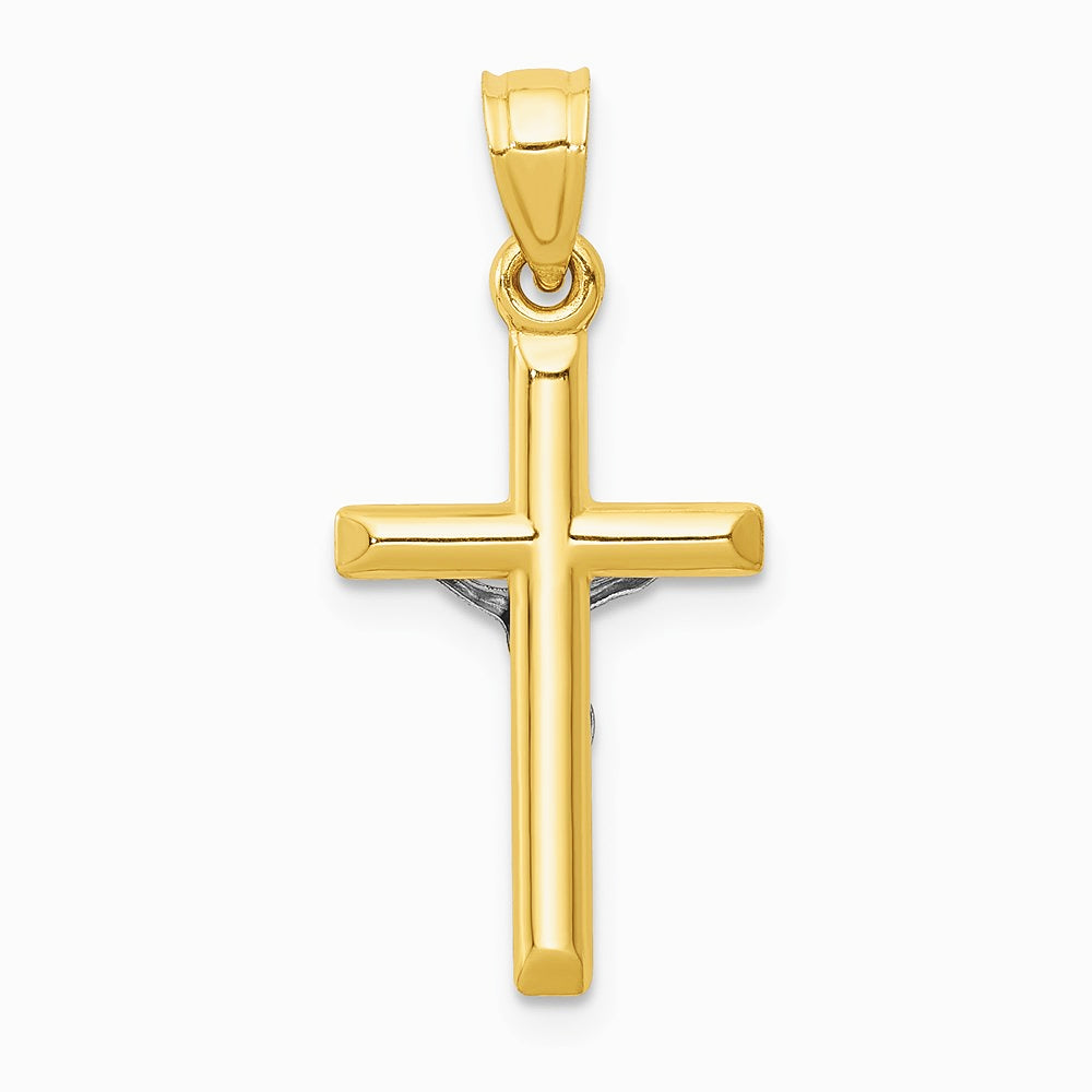 14K Two-tone Hollow Crucifix Charm - Product Photo