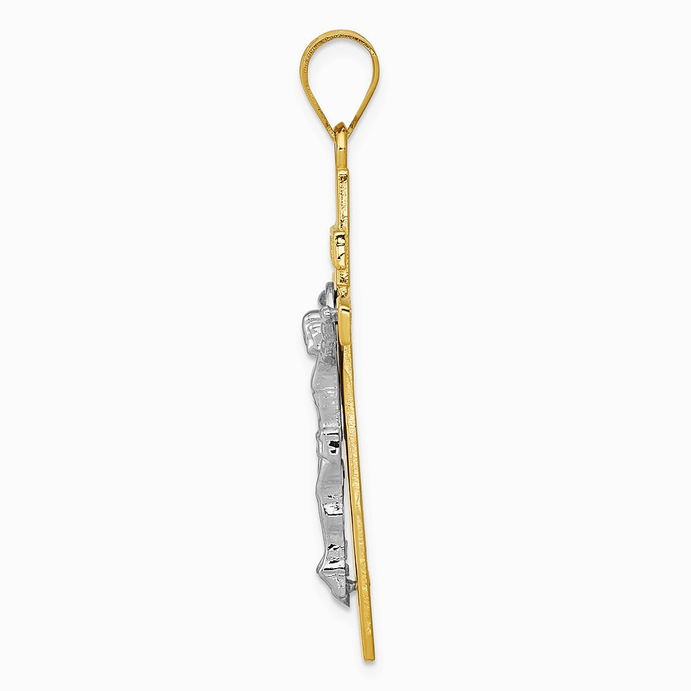 10K / 14K Two-tone INRI Crucifix Pendant - Product Photo