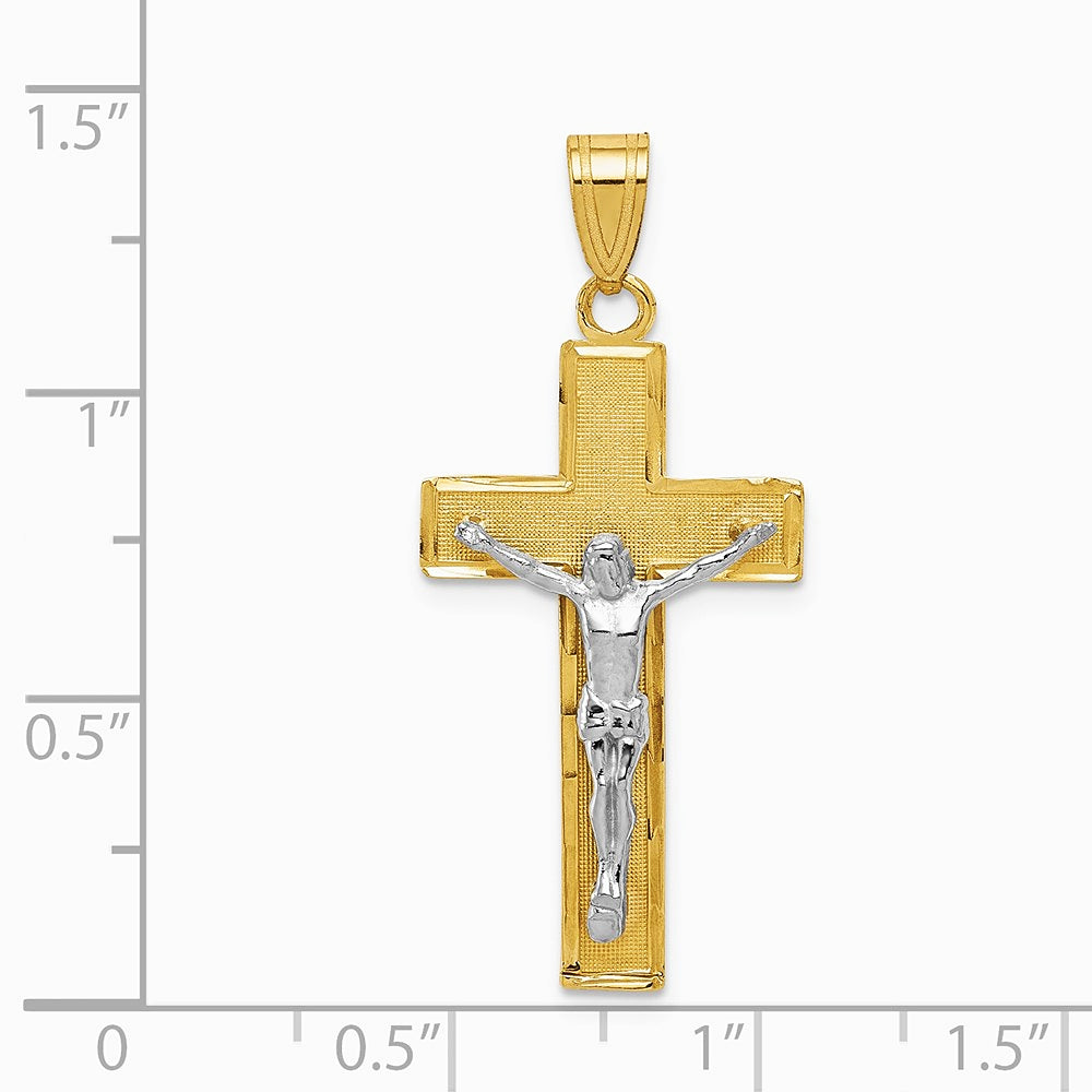 10K / 14K Two-tone Diamond-cut Crucifix Pendant - Product Photo