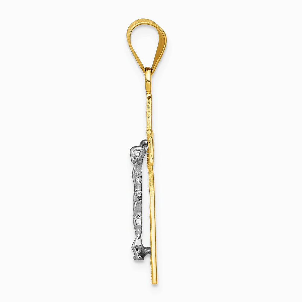 10K / 14K Two-tone Diamond-cut Crucifix Charm - Product Photo