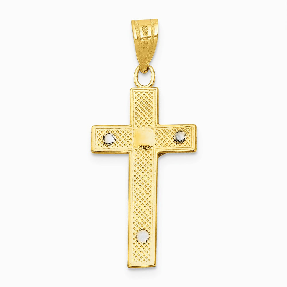 10K / 14K Two-tone Diamond-cut Crucifix Charm - Product Photo