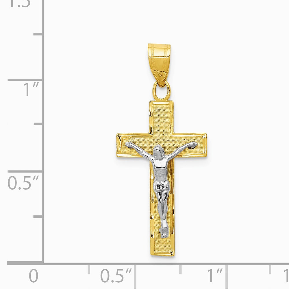 10K / 14K Two-tone Diamond-cut Crucifix Charm - Product Photo