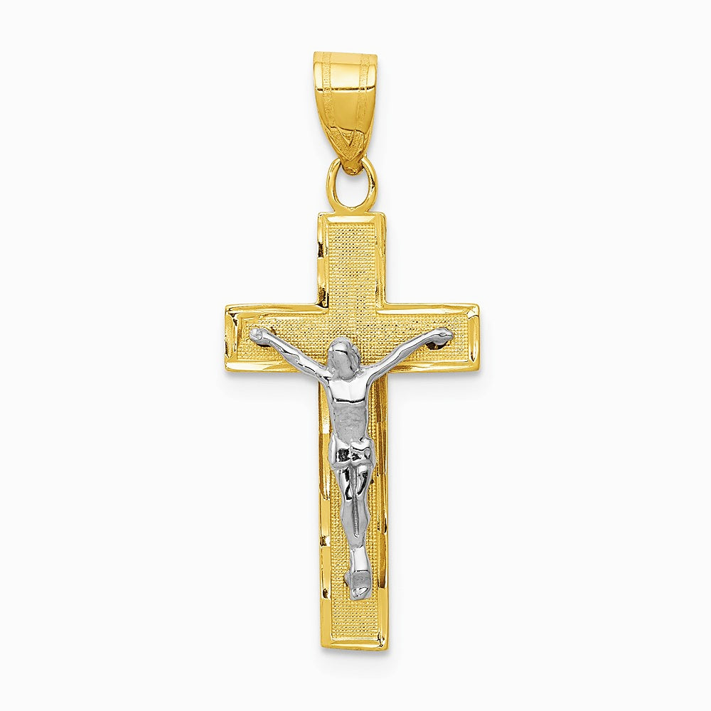 10K / 14K Two-tone Diamond-cut Crucifix Charm - Product Photo