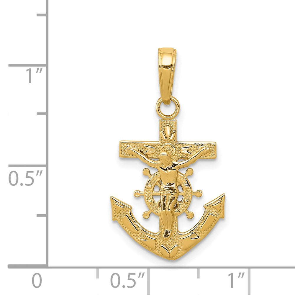 10K / 14K Yellow Gold Mariners Crucifix Pendant - Product Photo