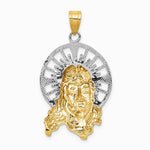 14K Tri-color Diamond-cut Christ Charm - Product Photo