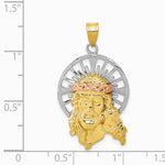 14K Tri-color Diamond-cut Christ Charm - Product Photo