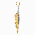 14K Tri-color Diamond-cut Christ Pendant - Product Photo