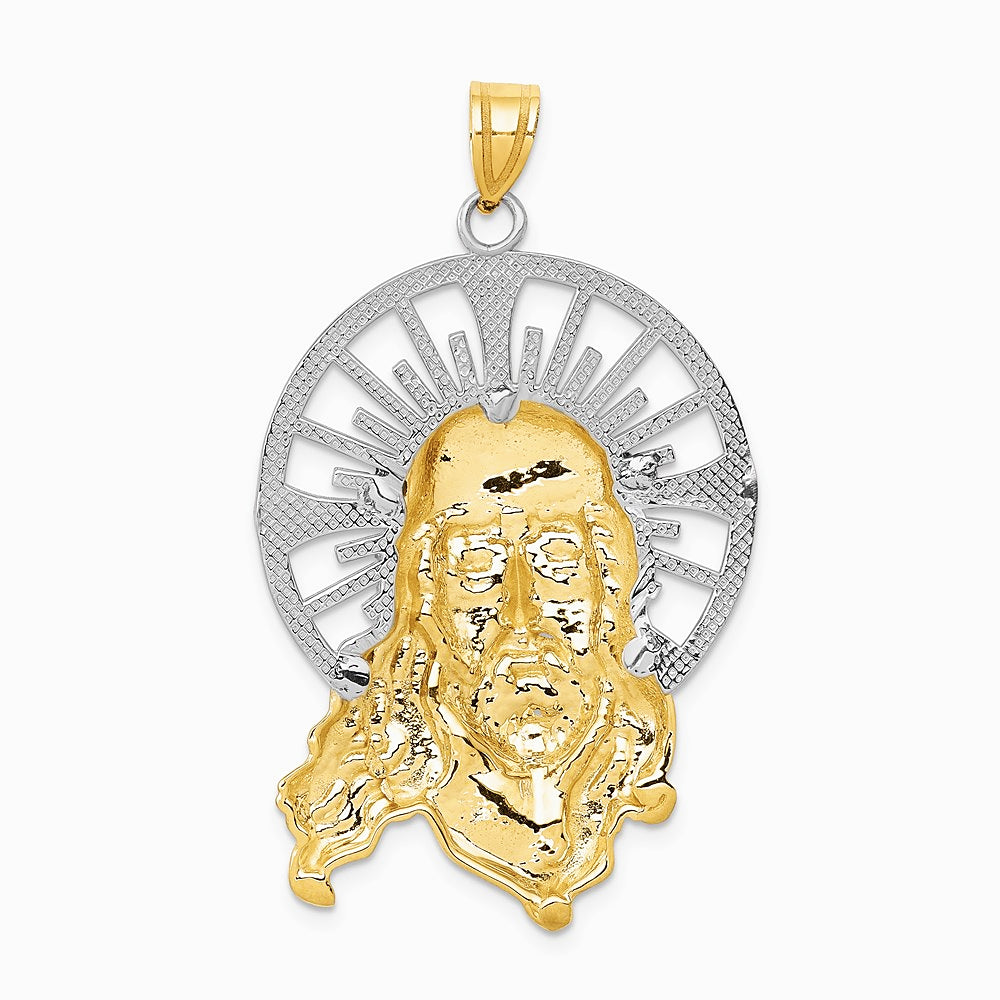14K Tri-color Diamond-cut Christ Pendant - Product Photo