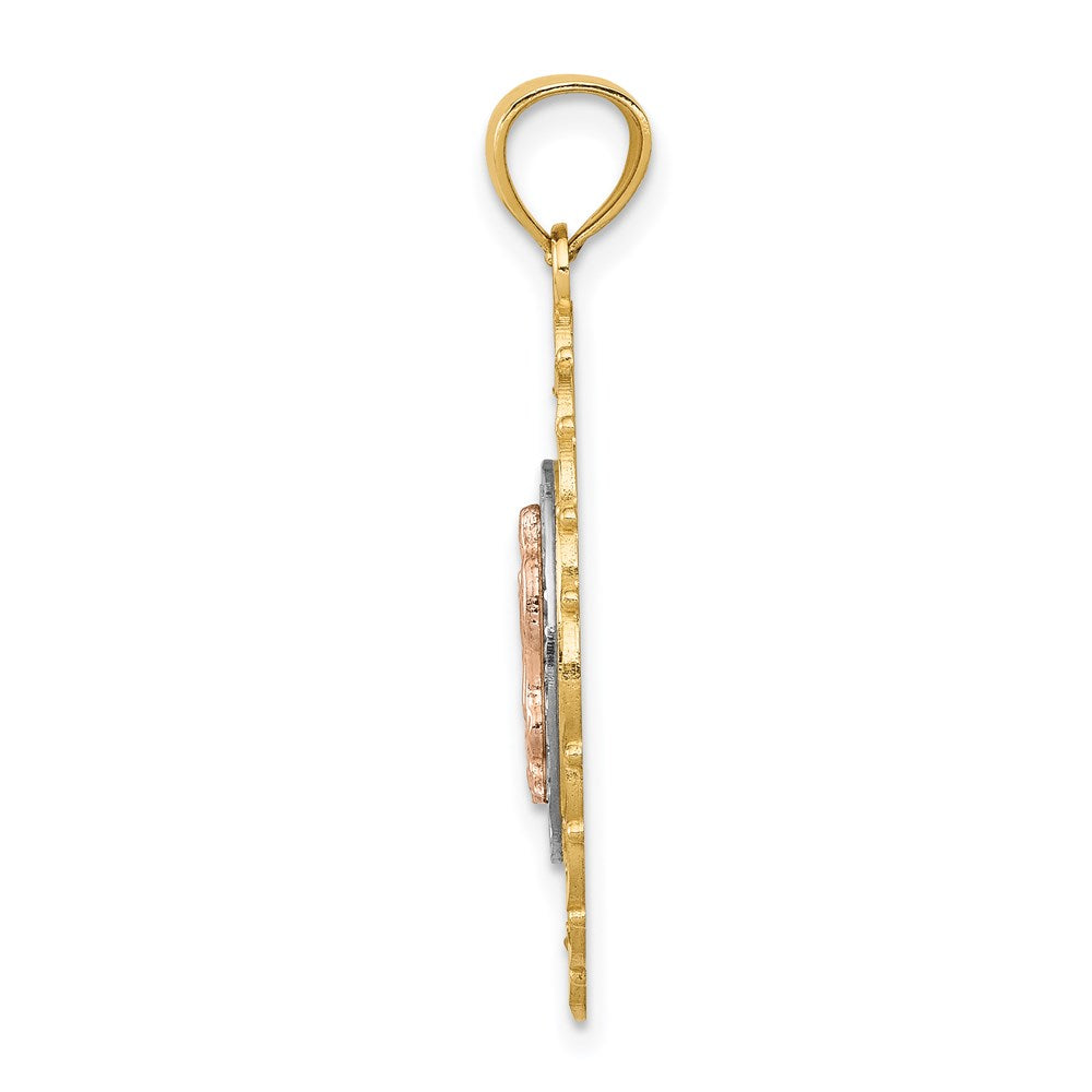 14k Tri-color Our Lady of Guadalupe Pendant - Product Photo
