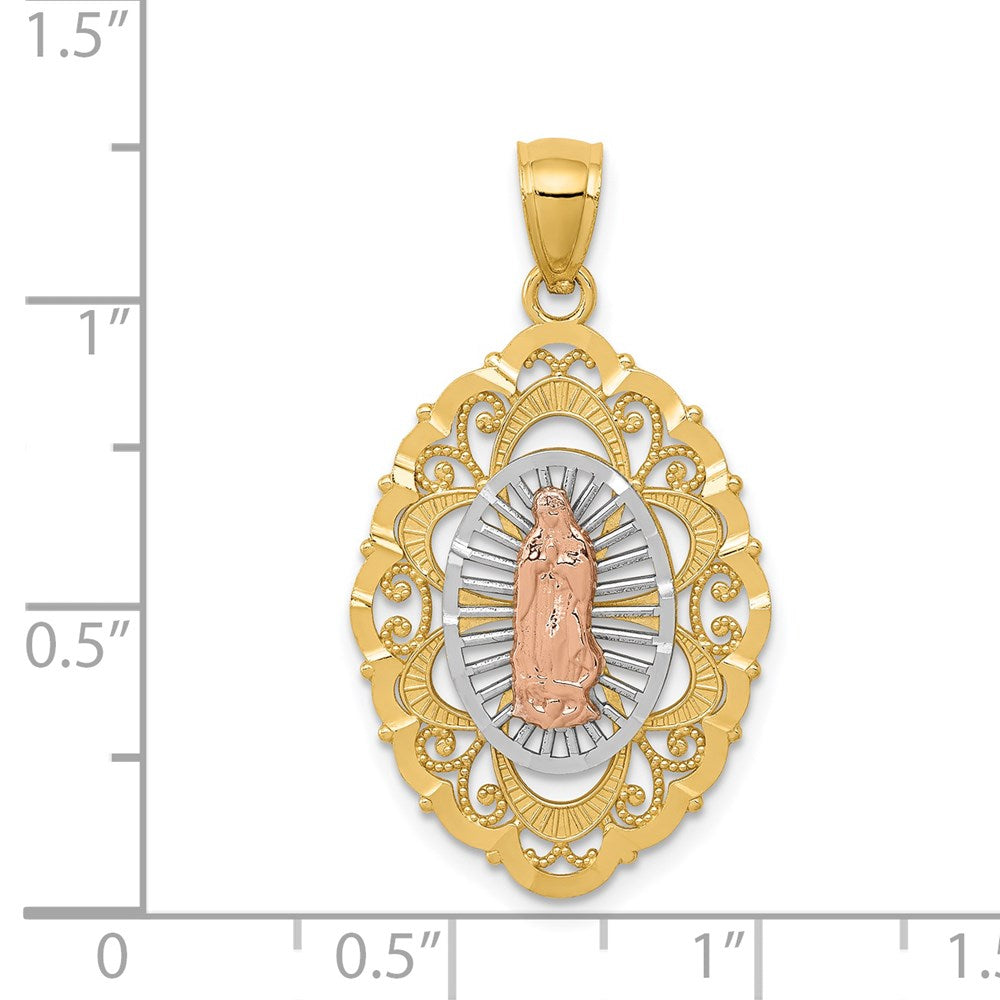 14k Tri-color Our Lady of Guadalupe Pendant - Product Photo