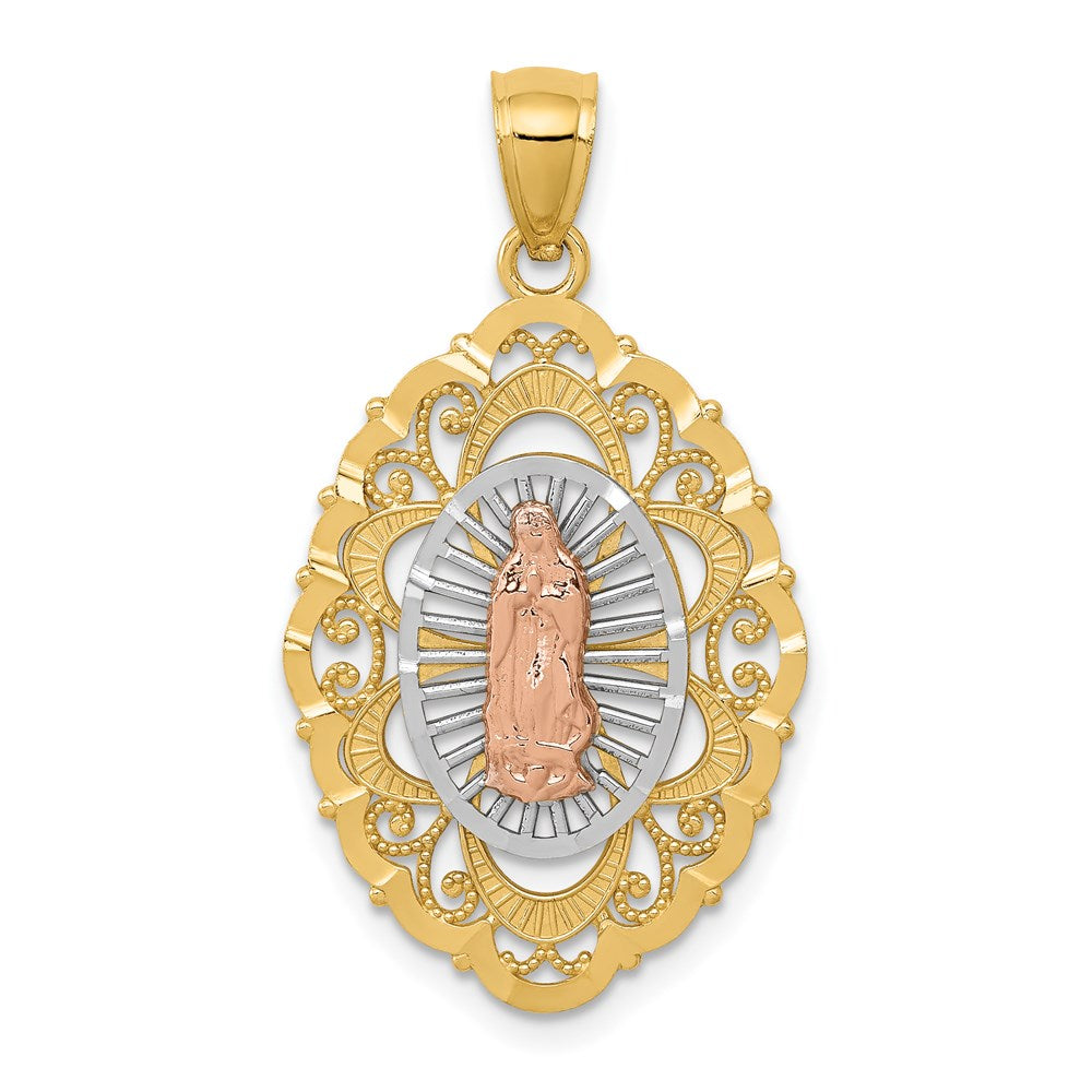 14k Tri-color Our Lady of Guadalupe Pendant - Product Photo