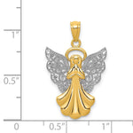 14k w/Rhodium Filigree Angel Pendant - Product Photo