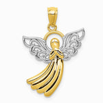 10K Two-tone with Rhodium Filigree Angel Pendant - Product Photo