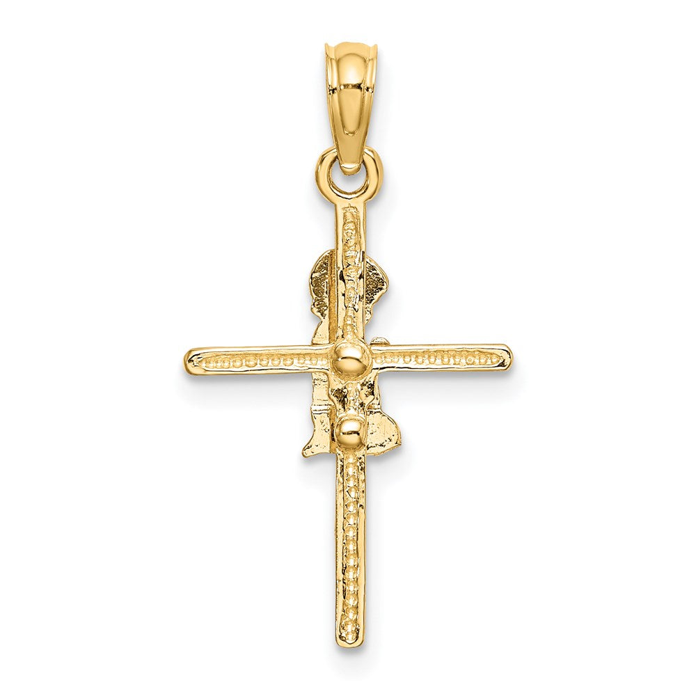 10K / 14K Yellow Gold Praying Boy Cross Charm - Product Photo