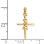 10K / 14K Yellow Gold Praying Boy Cross Charm - Product Photo