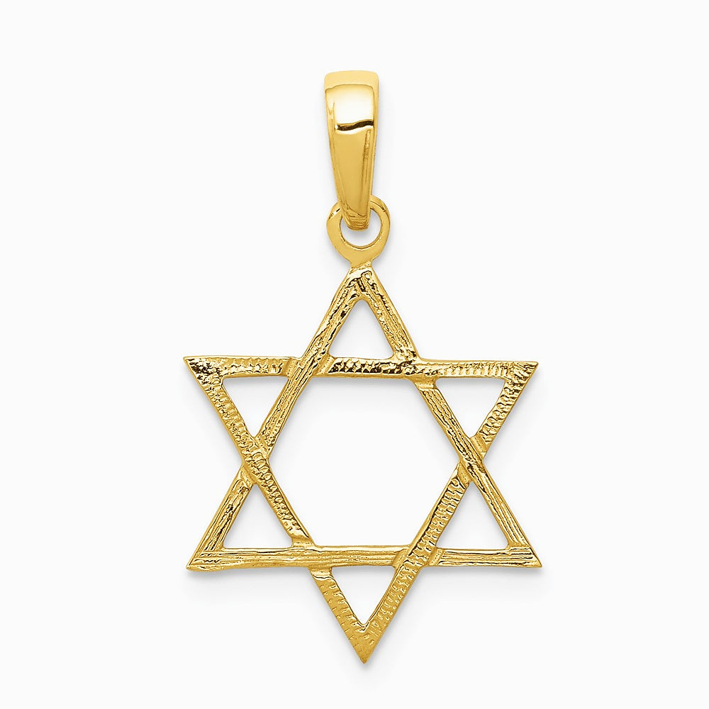 10K / 14K Yellow Gold Star of David Pendant - Product Photo